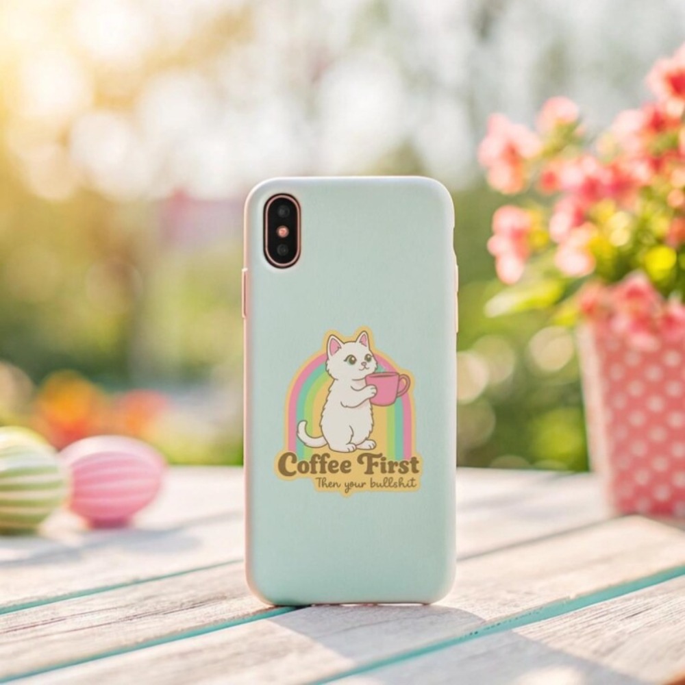 Fun coffee cat stickers Retro  - Laptop Unique Accessories ulasan dan harga