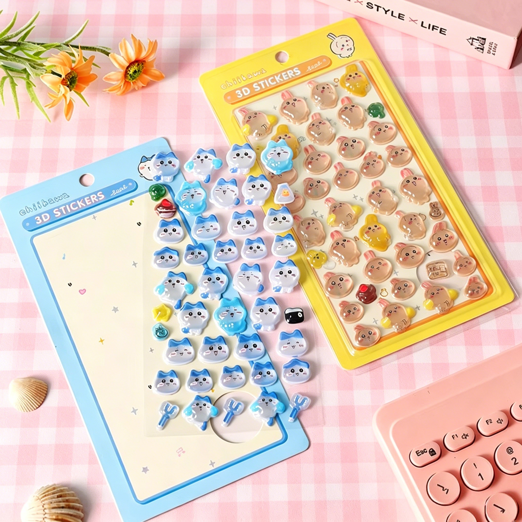 Chiikawa 3D Cute Relief Sticke - Laptop Accessories Aesthetic ulasan dan harga