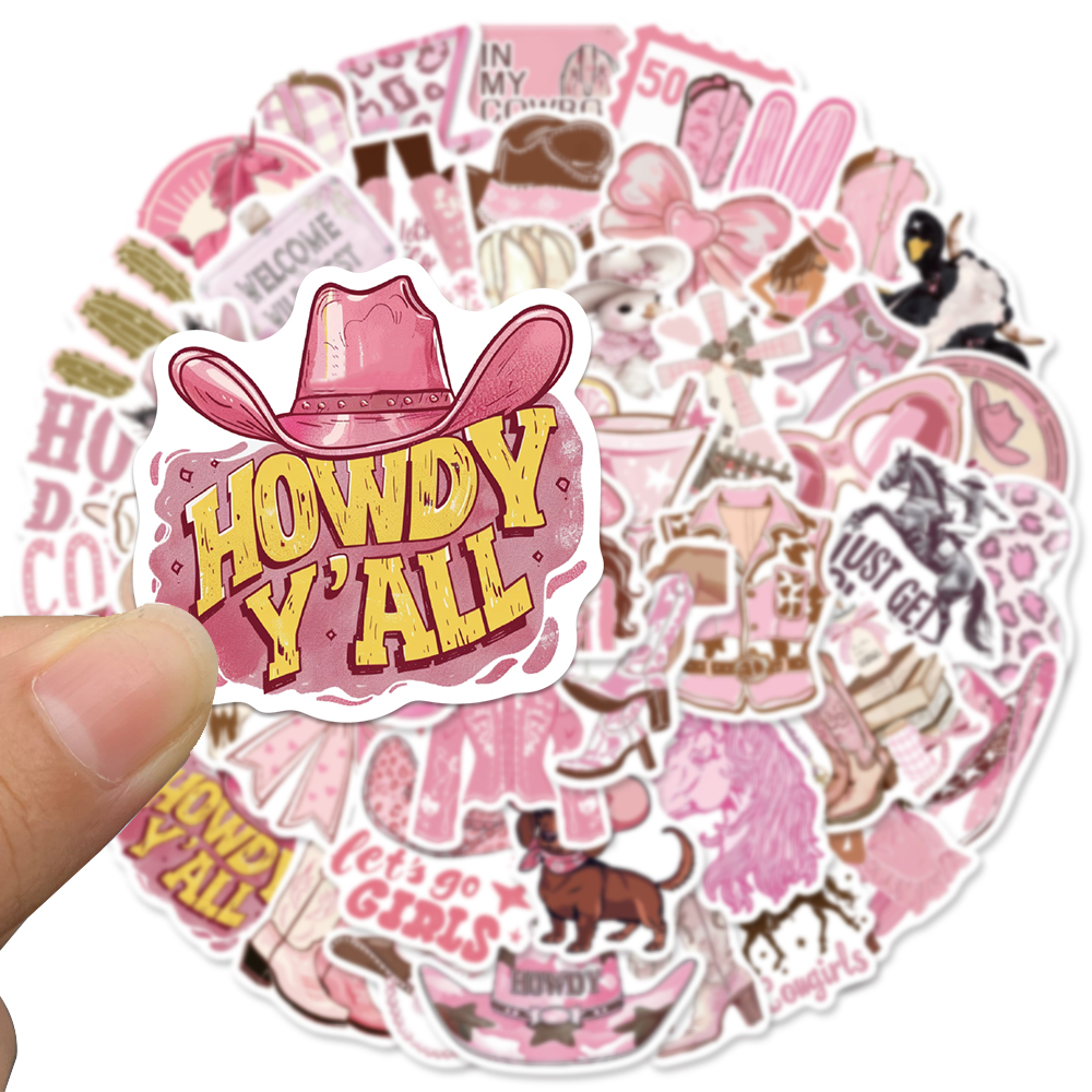 50PCS Pink Cowgirl Stickers Wa - Laptop Accessories Aesthetic ulasan dan harga