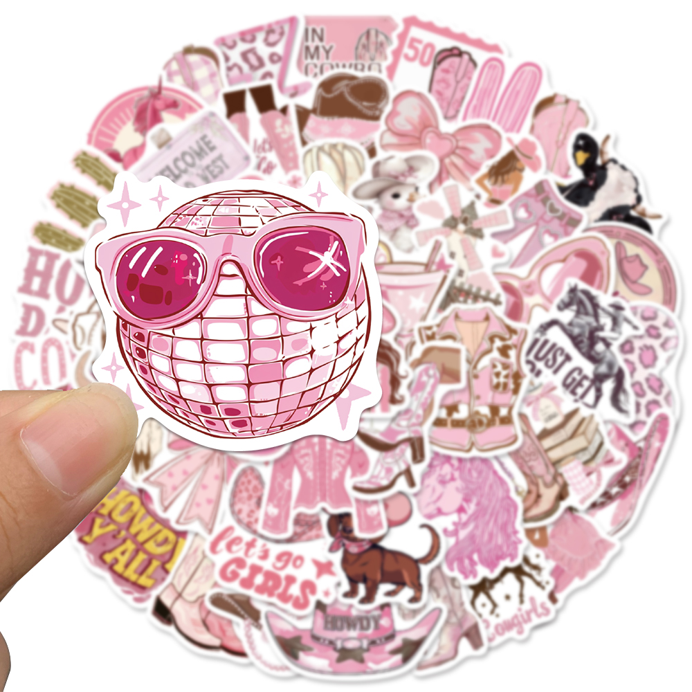 50PCS Pink Cowgirl Stickers Wa - Laptop Accessories Aesthetic ulasan dan harga