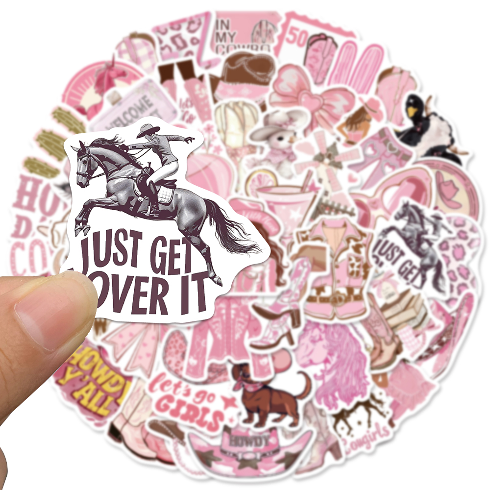 50PCS Pink Cowgirl Stickers Wa - Laptop Accessories Aesthetic ulasan dan harga