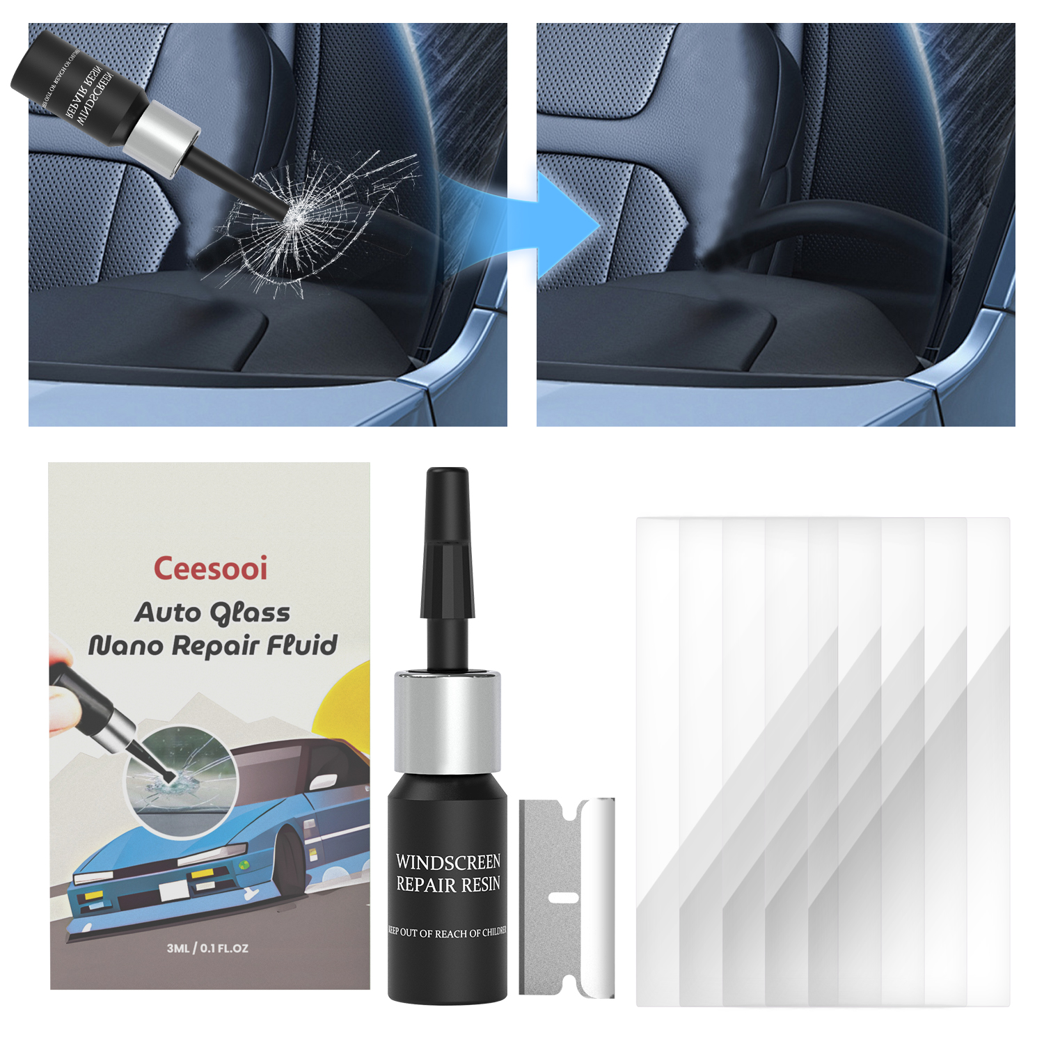 Windshield Car Crack Repair Ki - Screen Cleaning Kit ulasan dan harga