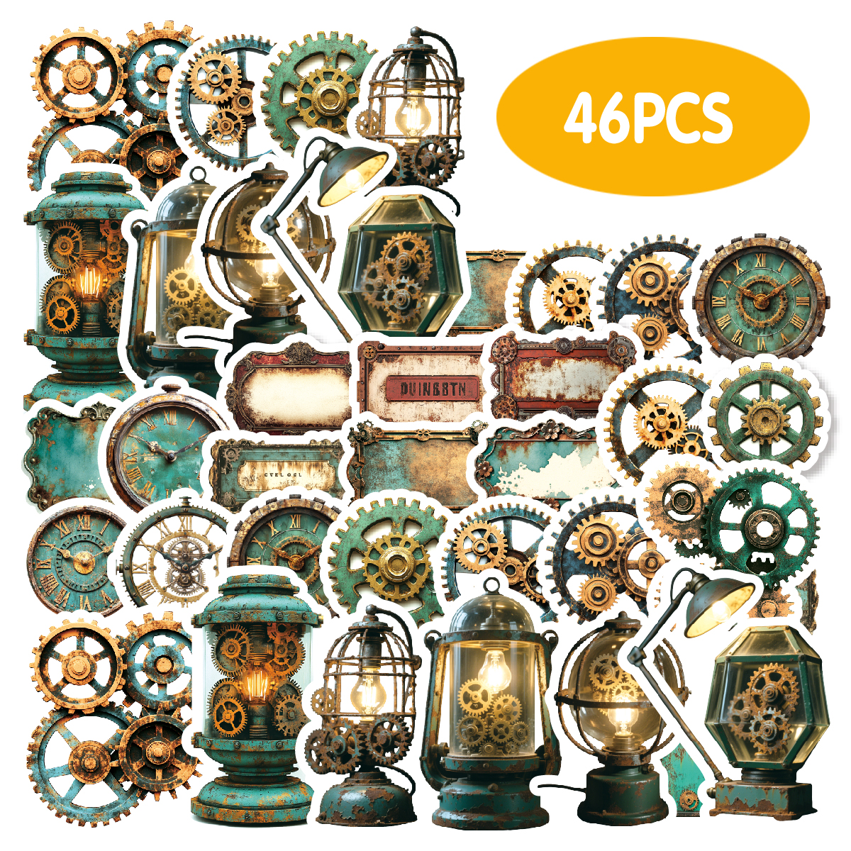 46pcs Gear Heavy Metal Sticker - Laptop Unique Accessories ulasan dan harga